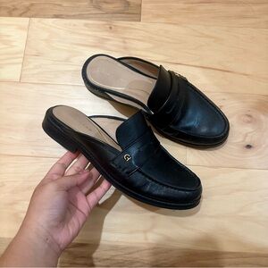 Cole Haan Pinch Penny Loafer Black Leather Mule